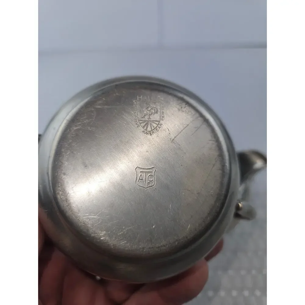Hanle‎ Distinctive American Pewter Sugar Bowl and Creamer Set Vintage USA MCM